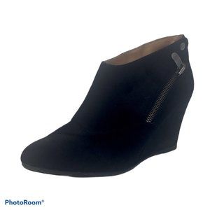 Chinese Laundry "Vickee" Black Suede Wedge Bootie